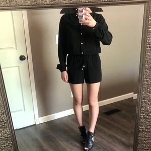 Michael Kors Black button up long sleeve romper